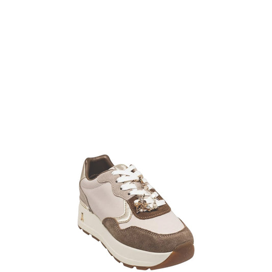 Sneakers donna "Patrizia Pepe" PPJ918 Collezione Autunno/Inverno con charms - Fango e Tortora