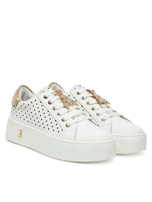 Sneakers donna "Patrizia Pepe" PPJ306 Collezione Primavera/Estate 2026 - Bianco e oro