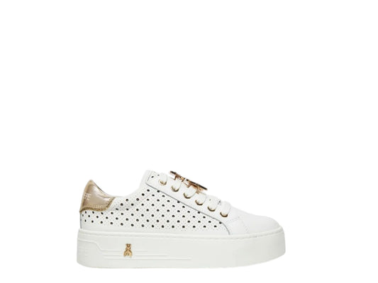 Sneakers donna "Patrizia Pepe" PPJ306 Collezione Primavera/Estate 2026 - Bianco e oro