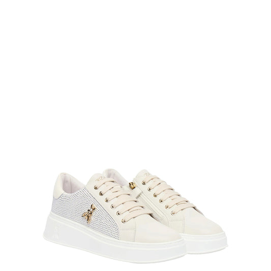 Sneakers donna "Patrizia Pepe" PPJ904 Collezione Autunno/Inverno con brillantini - Crema