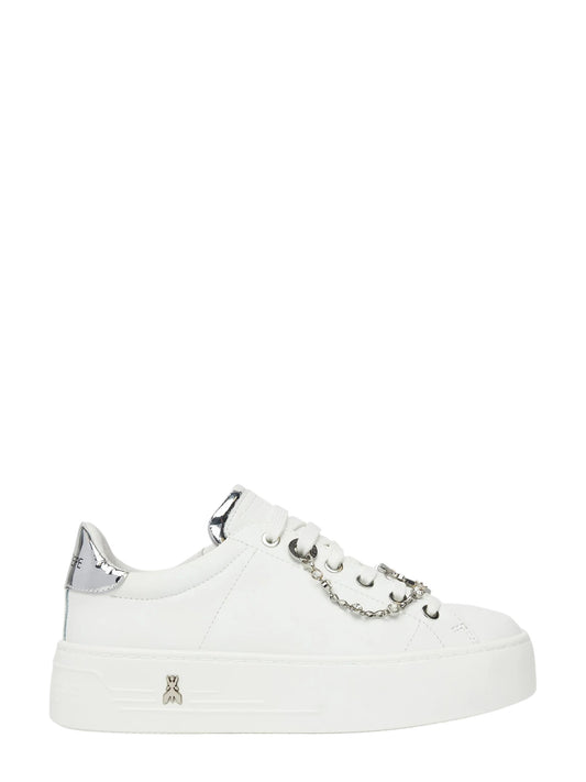 Sneakers donna "Patrizia Pepe" PPJ305 Collezione Primavera/Estate 2026 - Bianco e argento