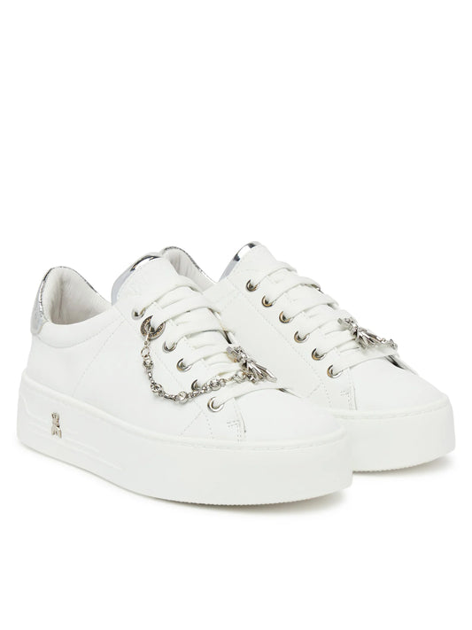Sneakers donna "Patrizia Pepe" PPJ305 Collezione Primavera/Estate 2026 - Bianco e argento