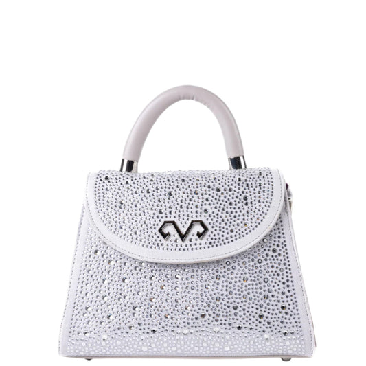 Borsa donna a mano e tracolla "Dubeliè" Elsa CS09 Collezione Primavera/Estate 2026 - Grigio chiaro e Argento