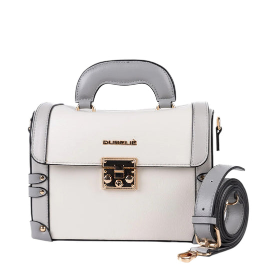 Borsa donna a mano e tracolla "Dubeliè" Andromeda CS02 Collezione Primavera/Estate 2026 - Bianco Perla e Grigio