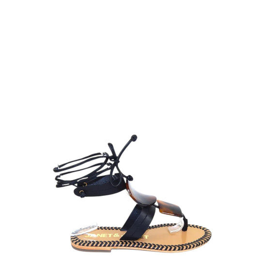 Sandali indrafito donna "Janet&Janet" J-260 Collezione Primavera/Estate 2026 con lacci - Nero Multi