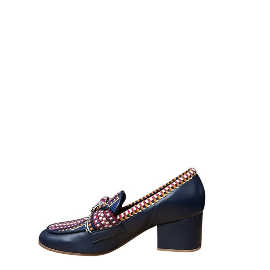 Mocassini con tacco donna "Antolina Paris" GENEVA.078 Collezione Autunno/Inverno 2025/2026 - Blu Notte Multi