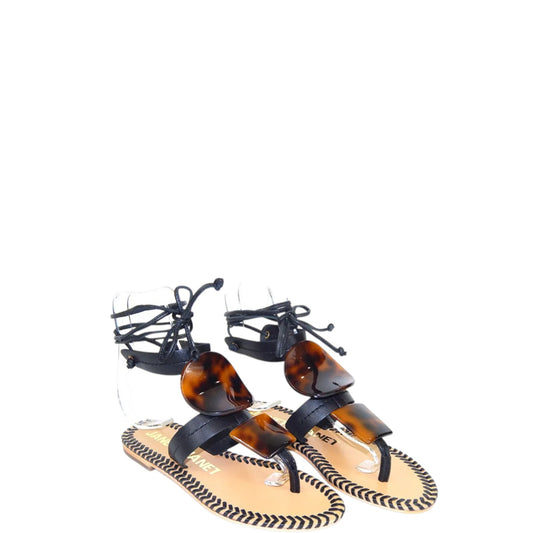 Sandali indrafito donna "Janet&Janet" J-260 Collezione Primavera/Estate 2026 con lacci - Nero Multi