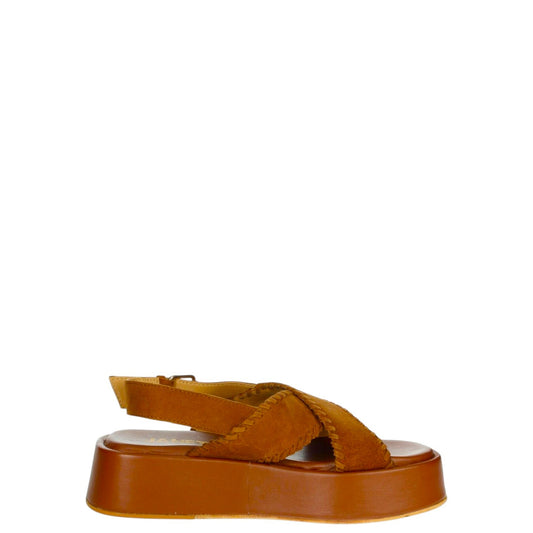 Sandali donna "Janet&Janet" J-123 Collezione Primavera/Estate 2026 suede e pelle - Cuoio