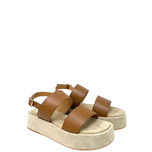Sandali donna "Janet&Janet" J-121 Collezione Primavera/Estate 2026 suede e pelle - Cuoio e sabbia