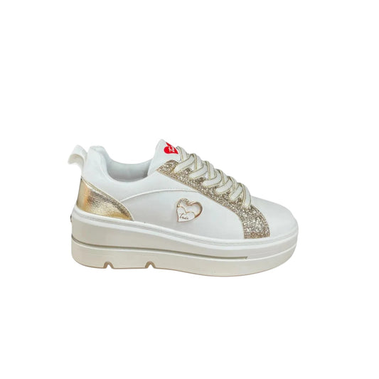 Sneakers donna “Braccialini” BA139 Collezione Autunno/Inverno 2025/2026 – Bianco e Oro